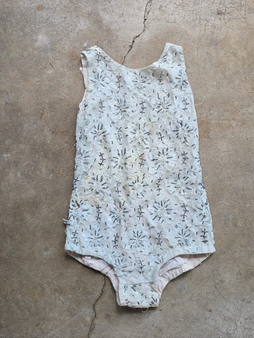 Vintage 1960s Lace Beaded Dance Outfit Play Suit Showgirl Small